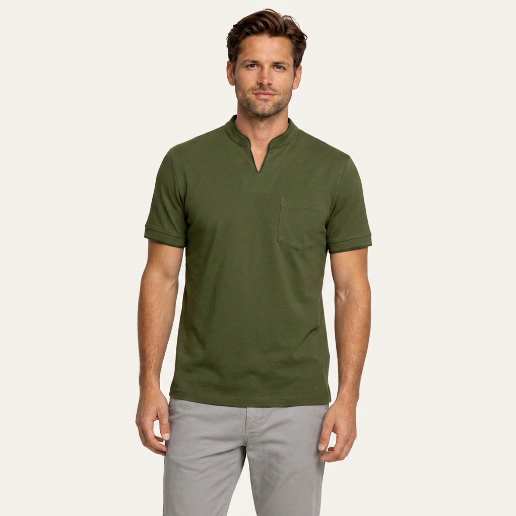 Chemise Homme Manches Courtes Col Cranté Poche Poitrine
