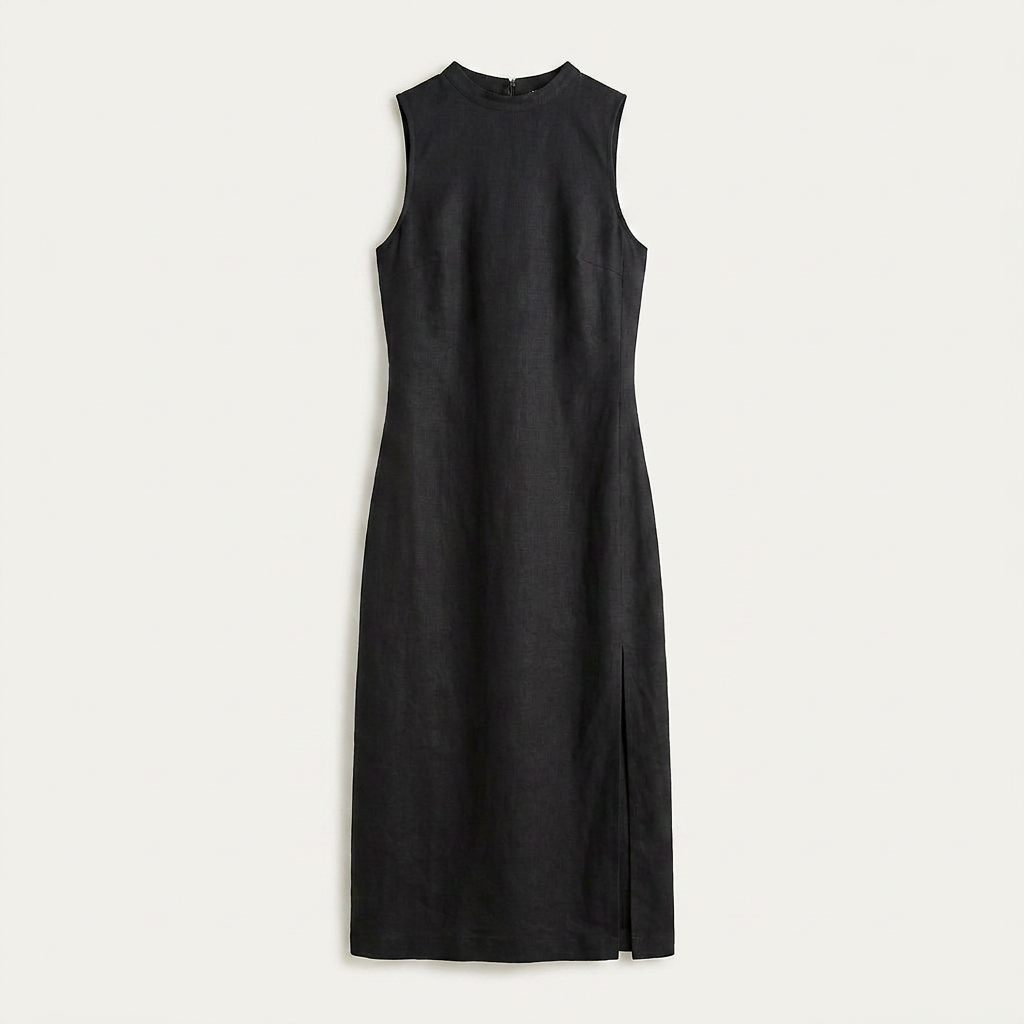 Robe Midi Sans Manches Femme Fente Latérale