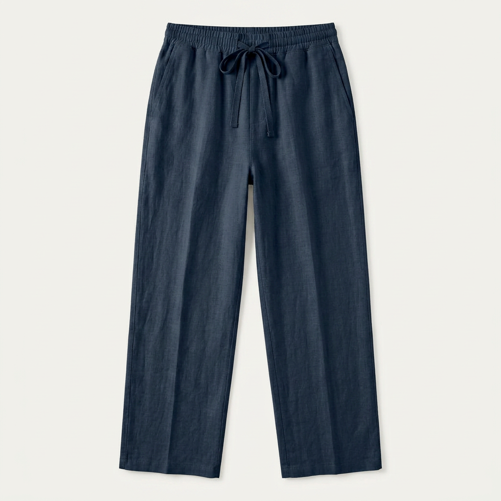 Pantalon Homme Taille Élastique Cordon Coupe Droite