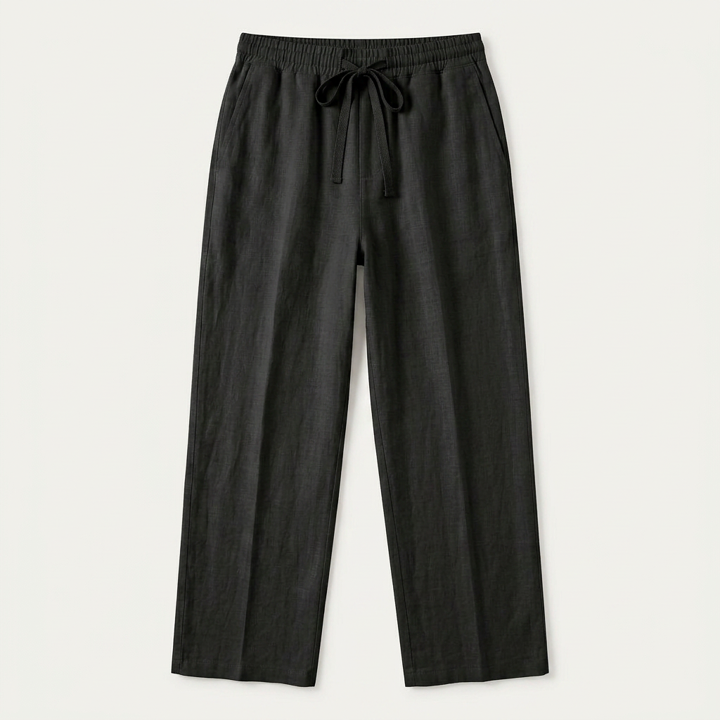 Pantalon Homme Taille Élastique Cordon Coupe Droite
