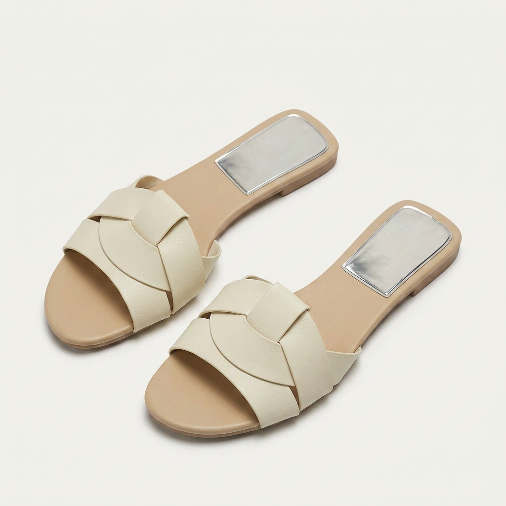 Sandales Plates Femme Brides Croisées Texturées
