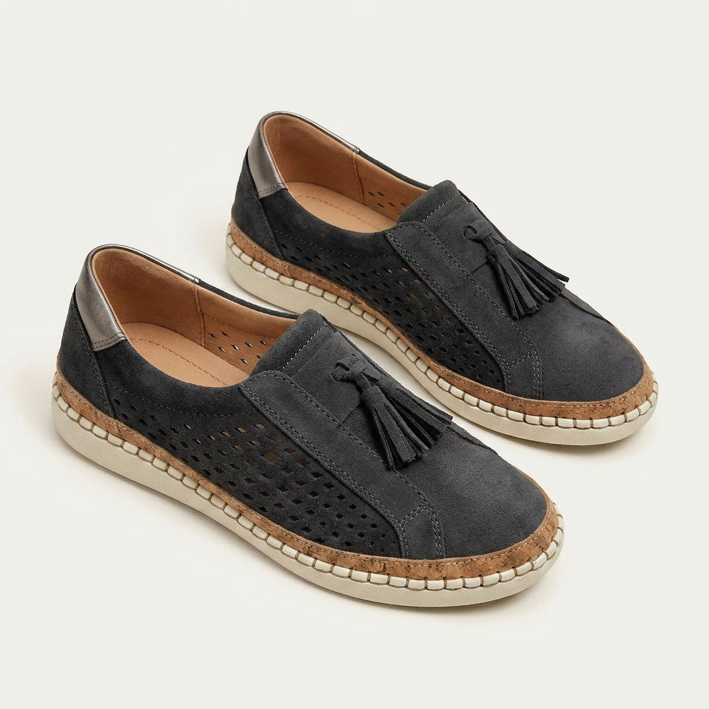Mocassins Femme Pampilles Perforés Sans Lacets