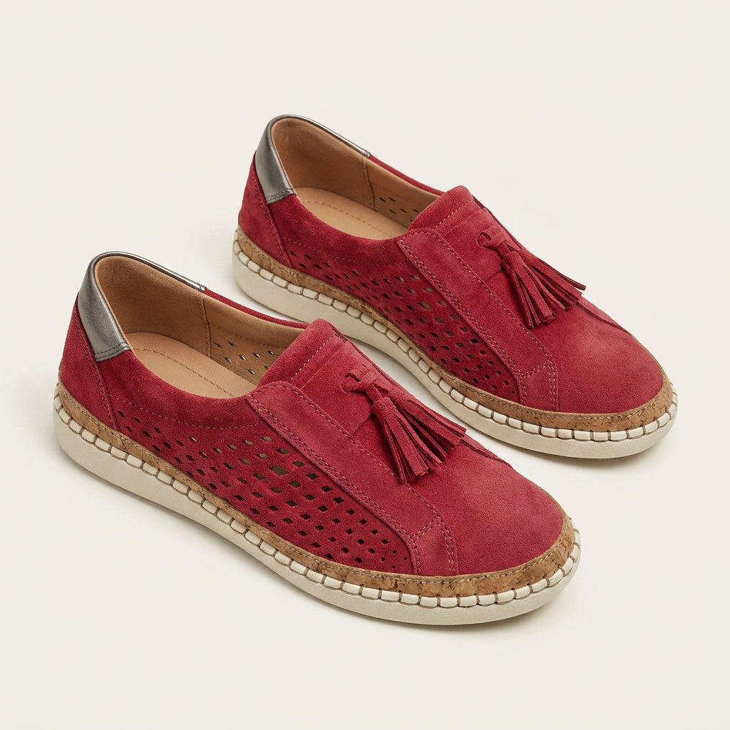 Mocassins Femme Pampilles Perforés Sans Lacets