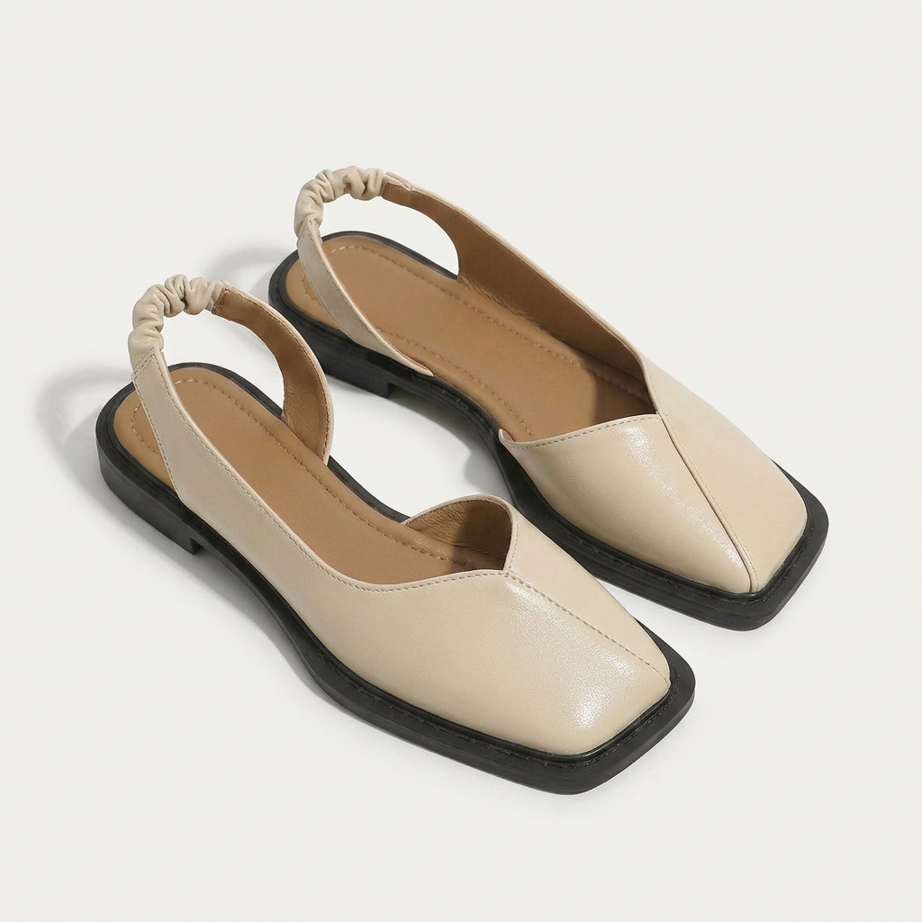 Ballerines Slingback Femme Bout Carré Bride Froncée