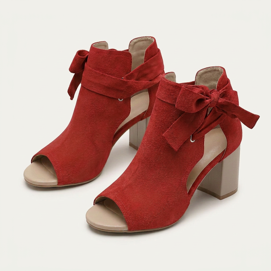 Sandales Femme Bout Ouvert Talon Bloc Noué