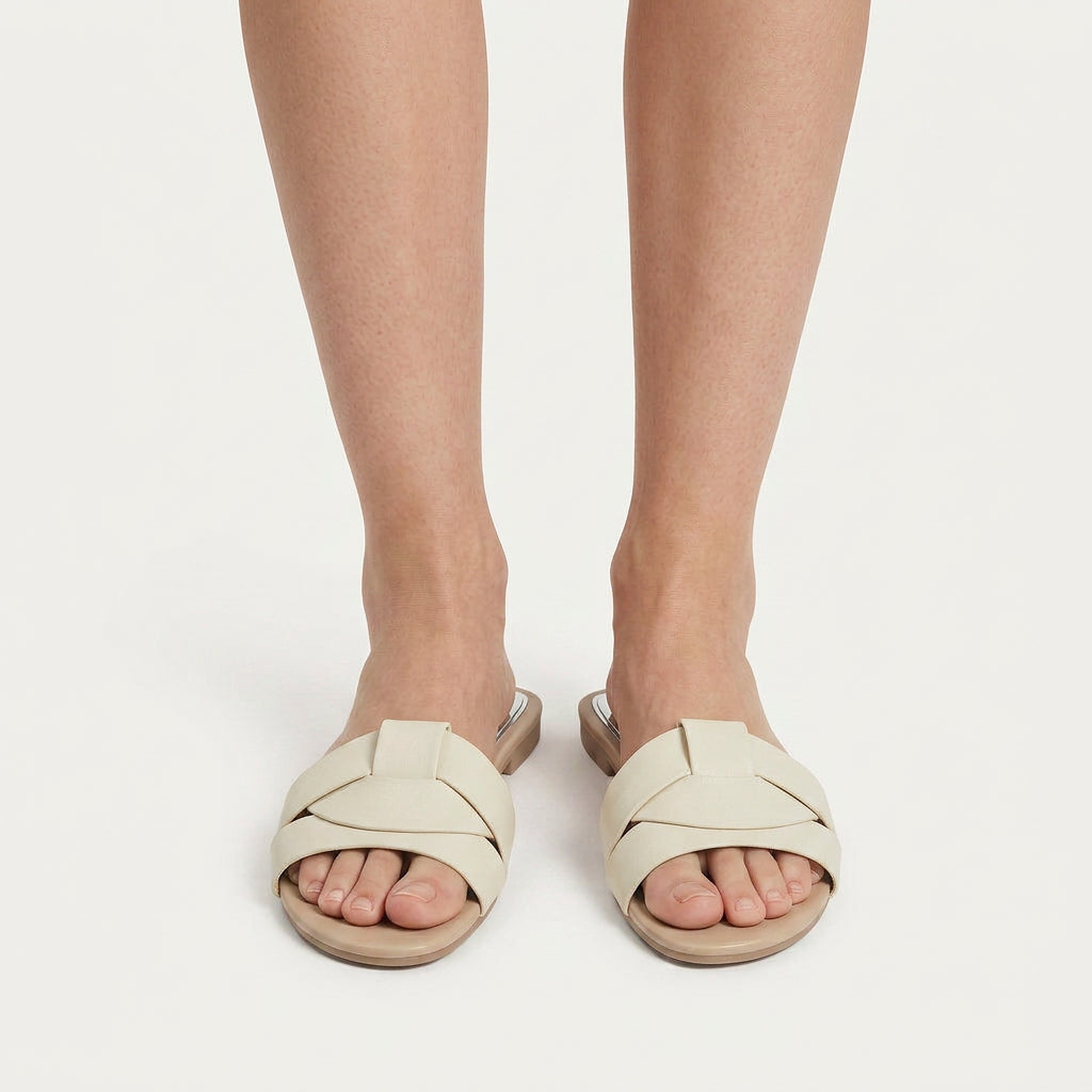 Sandales Plates Femme Brides Croisées Texturées