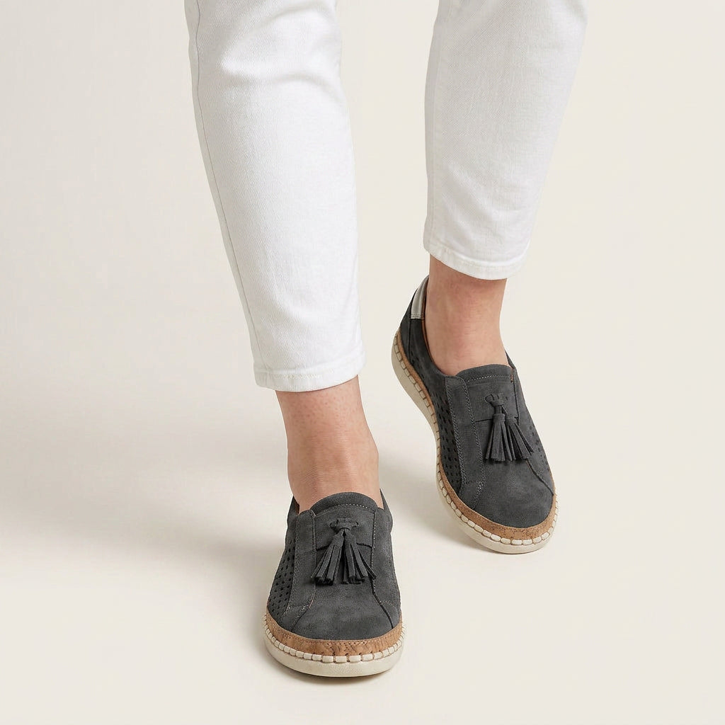 Mocassins Femme Pampilles Perforés Sans Lacets