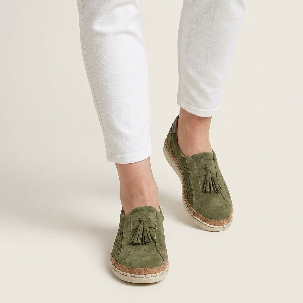 Mocassins Femme Pampilles Perforés Sans Lacets
