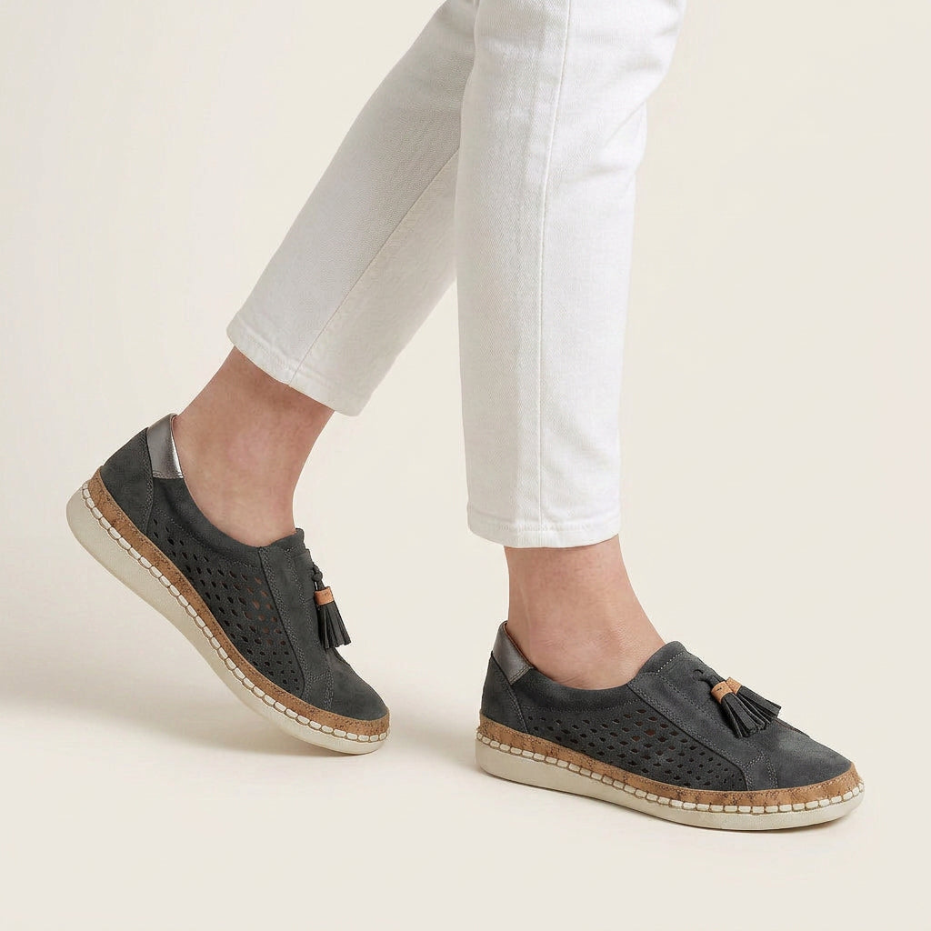Mocassins Femme Pampilles Perforés Sans Lacets