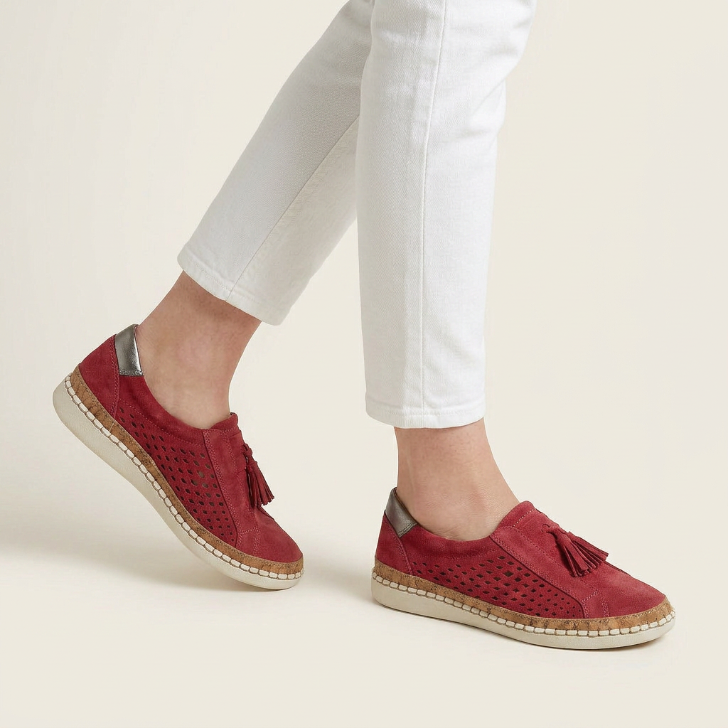 Mocassins Femme Pampilles Perforés Sans Lacets