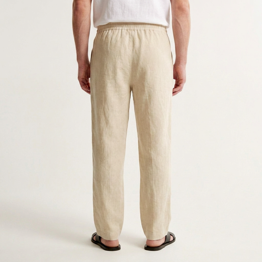 Pantalon Homme Taille Élastique Cordon Coupe Droite