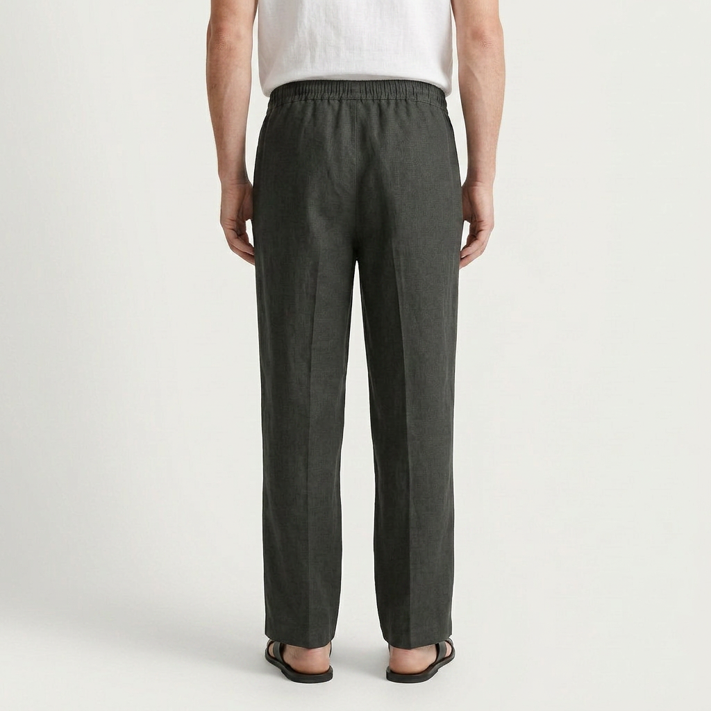 Pantalon Homme Taille Élastique Cordon Coupe Droite