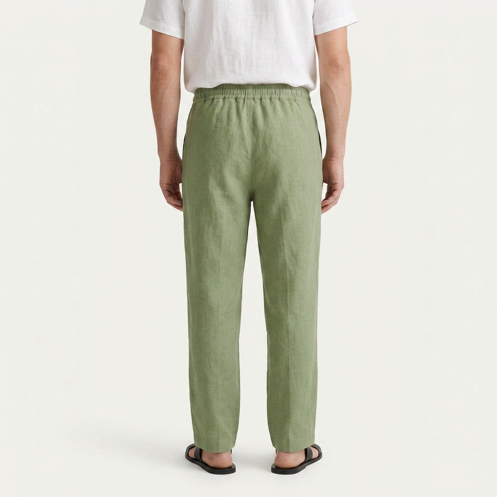 Pantalon Homme Taille Élastique Cordon Coupe Droite