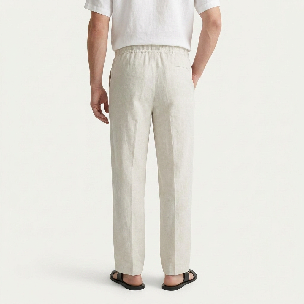 Pantalon Homme Taille Élastique Cordon Coupe Droite
