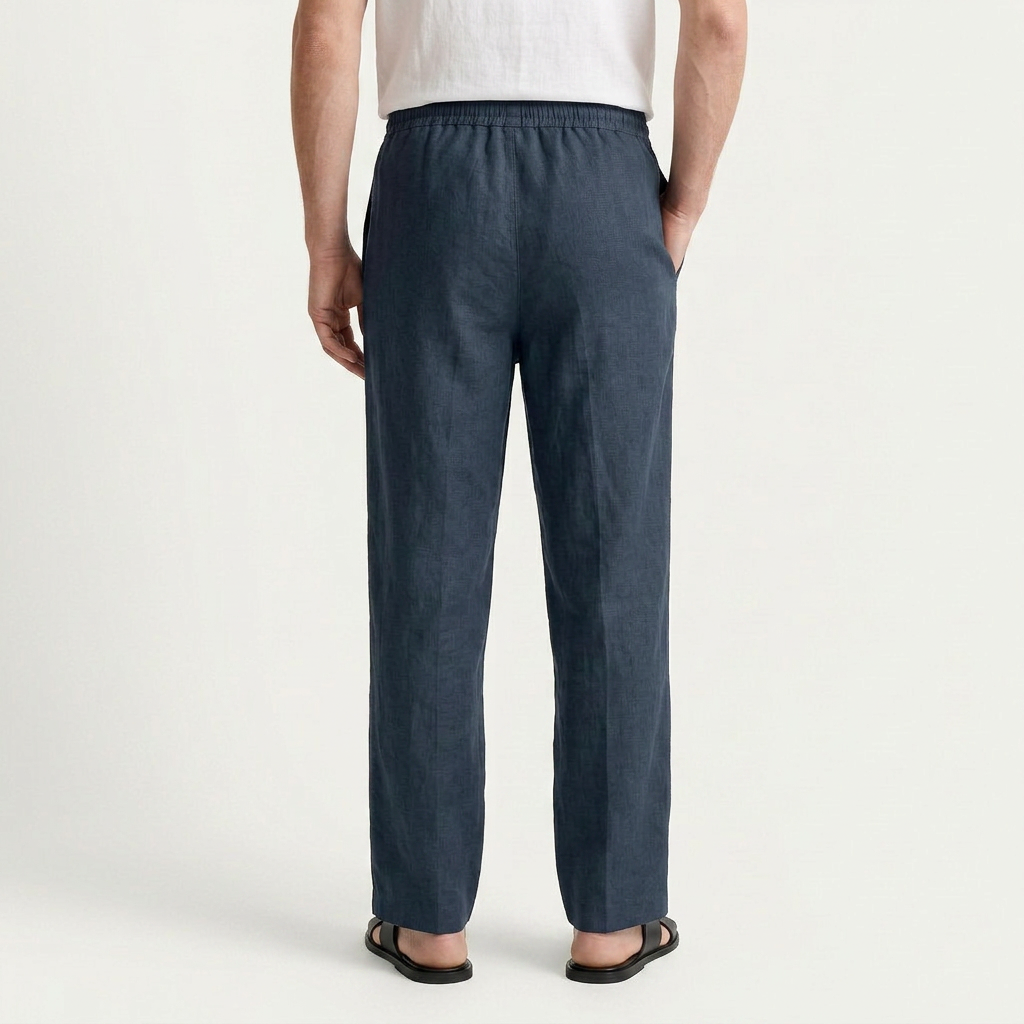 Pantalon Homme Taille Élastique Cordon Coupe Droite