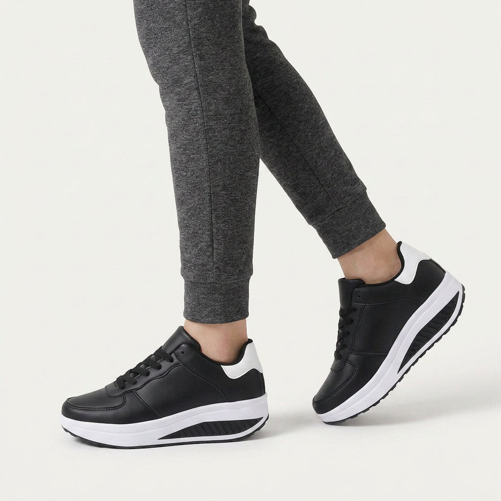 Baskets Femme Plateforme Lacets Semelle Contrastée