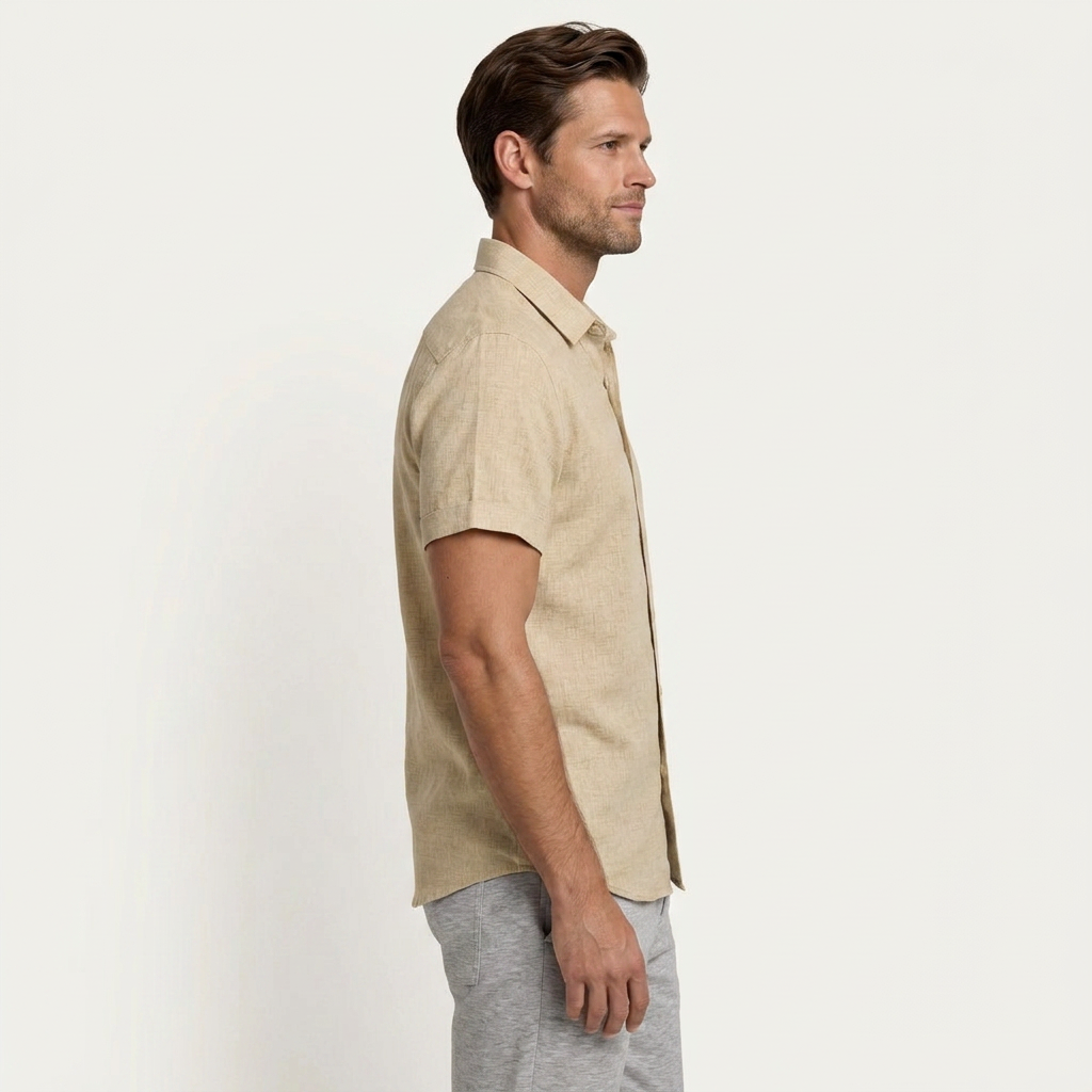 Chemise Homme Manches Courtes Col Classique Texturée
