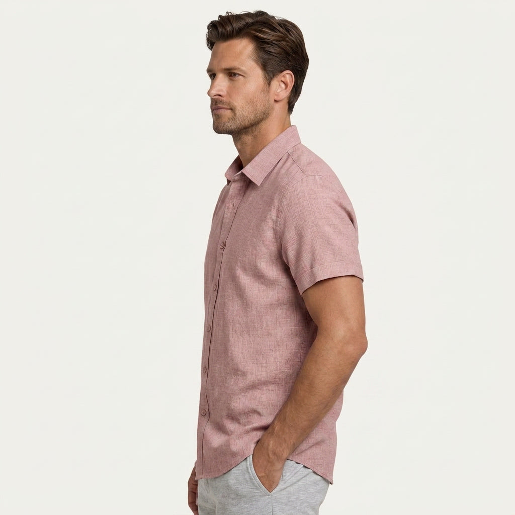 Chemise Homme Manches Courtes Col Classique Texturée