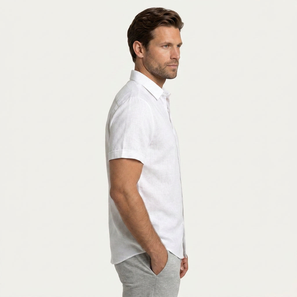 Chemise Homme Manches Courtes Col Classique Texturée