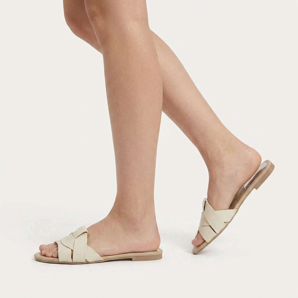 Sandales Plates Femme Brides Croisées Texturées