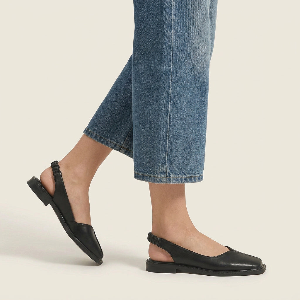 Ballerines Slingback Femme Bout Carré Bride Froncée