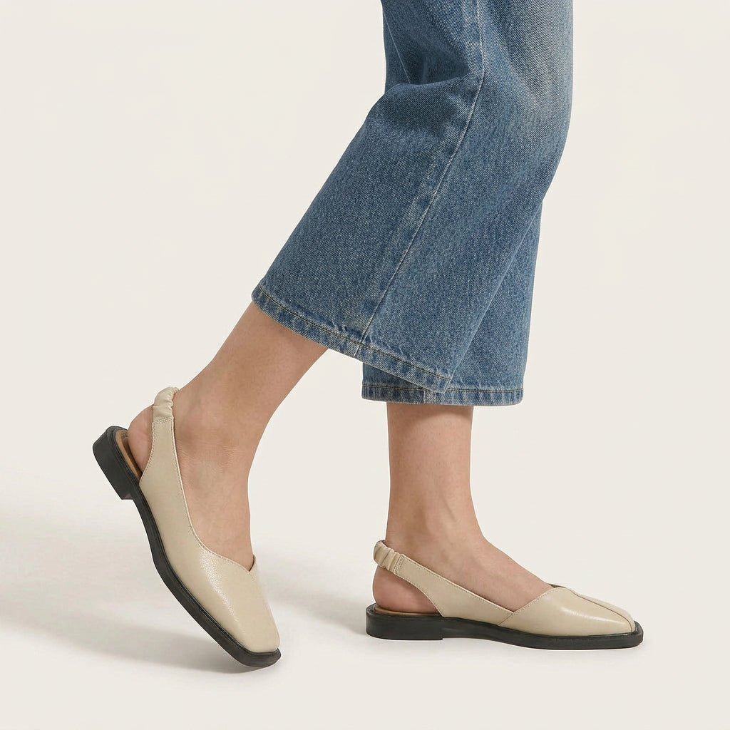 Ballerines Slingback Femme Bout Carré Bride Froncée