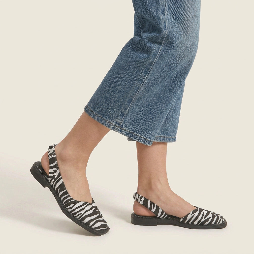 Ballerines Slingback Femme Bout Carré Bride Froncée