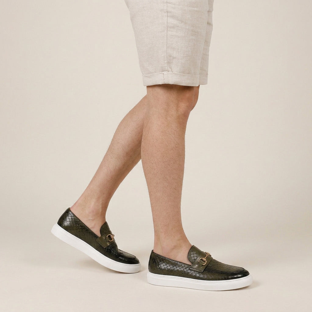 Mocassins Homme Effet Croco Détail Mors