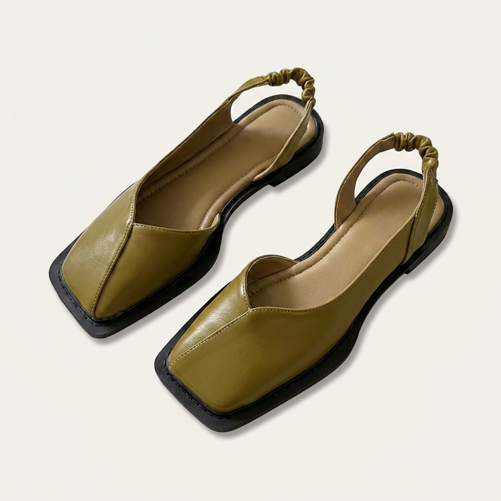 Ballerines Slingback Femme Bout Carré Bride Froncée