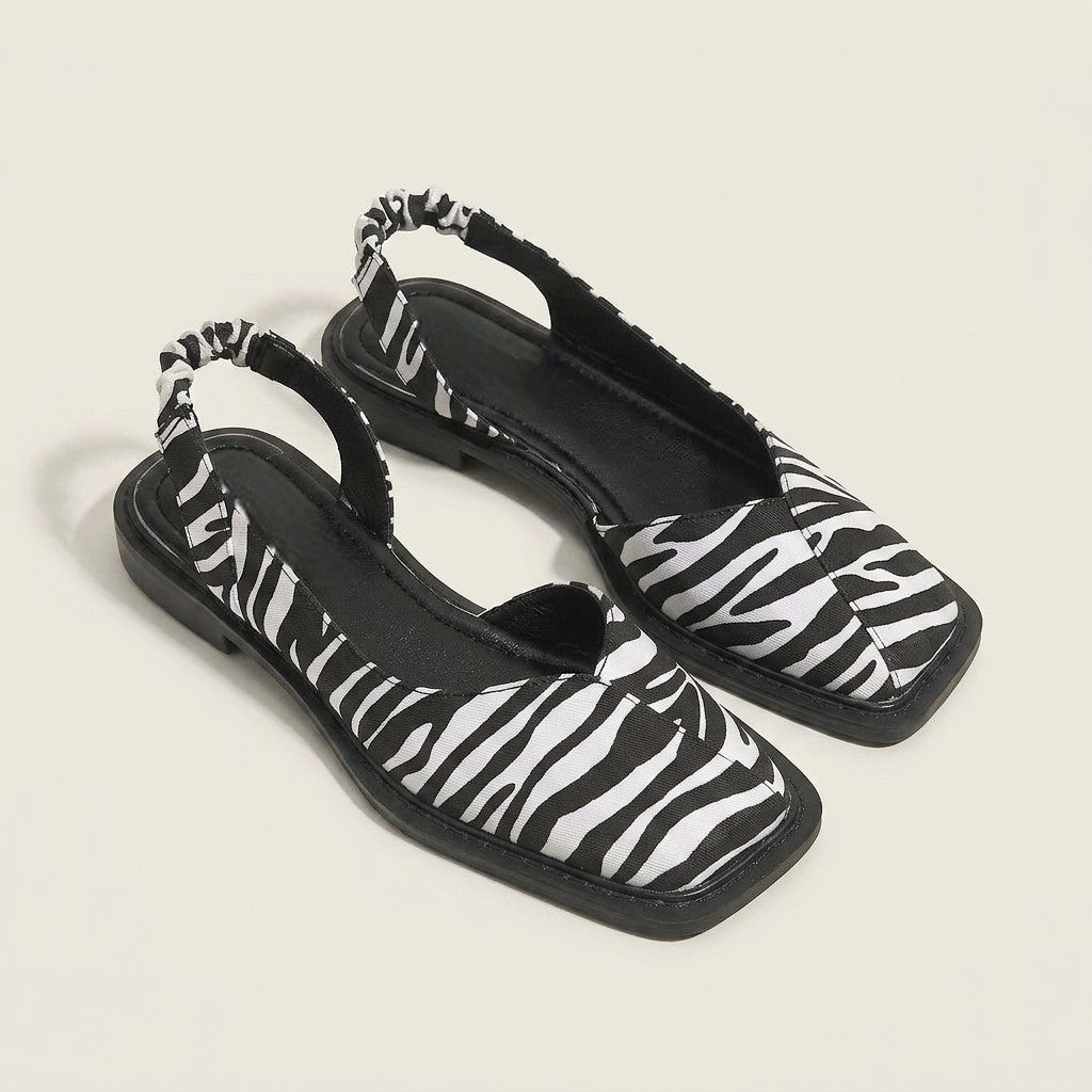 Ballerines Slingback Femme Bout Carré Bride Froncée