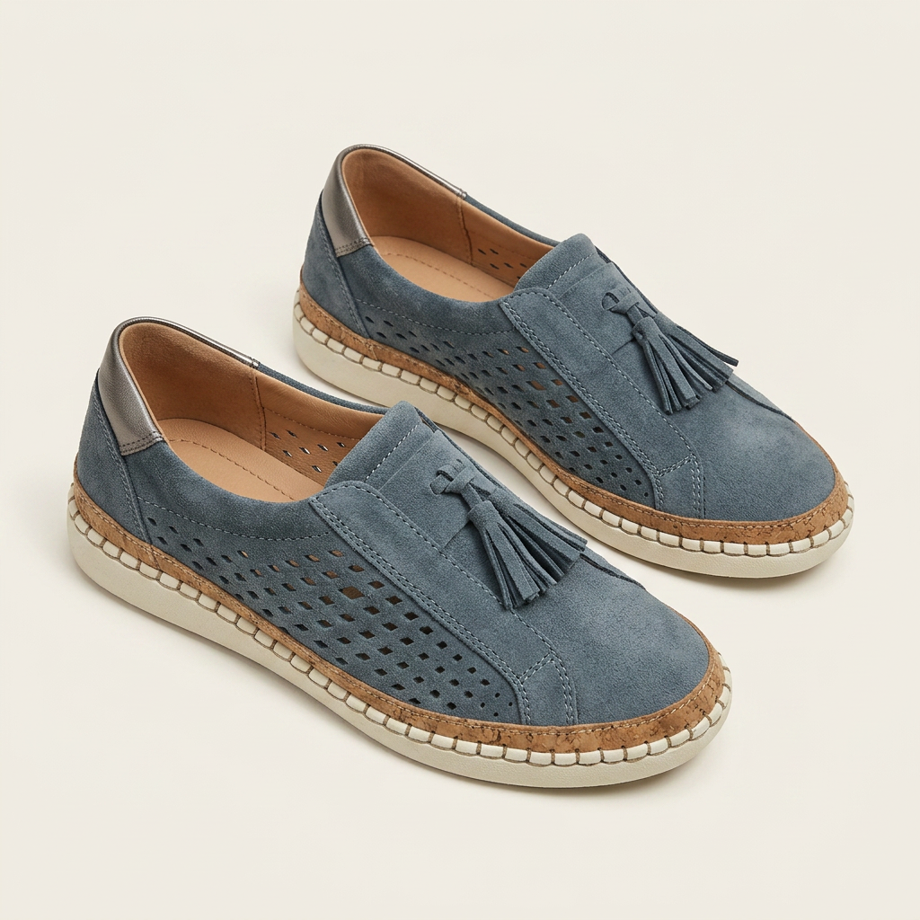 Mocassins Femme Pampilles Perforés Sans Lacets