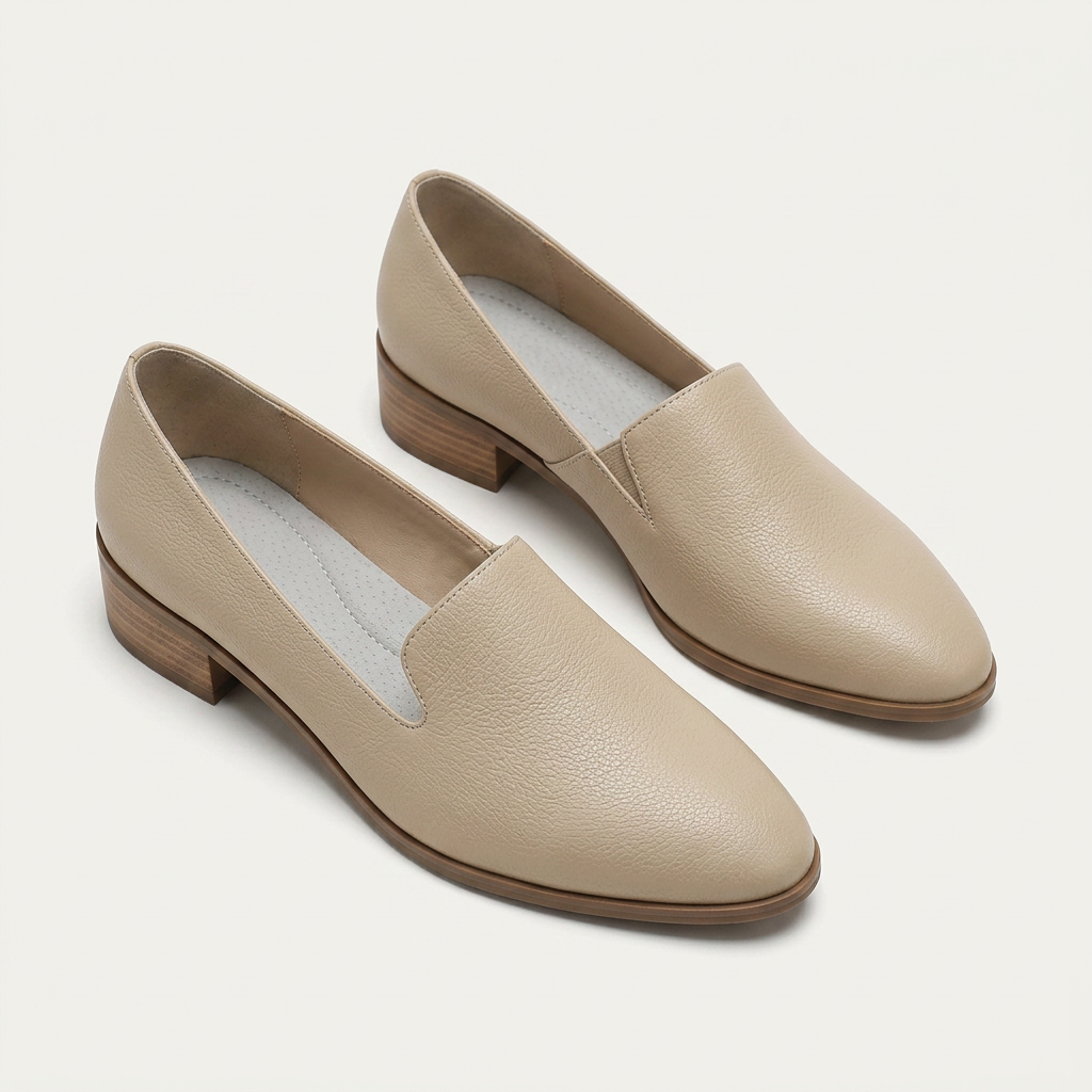 Mocassins Femme Texturés Petit Talon À Enfiler