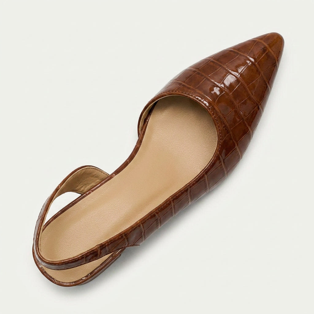 Escarpins Slingback Femme Talon Bloc Effet Croco