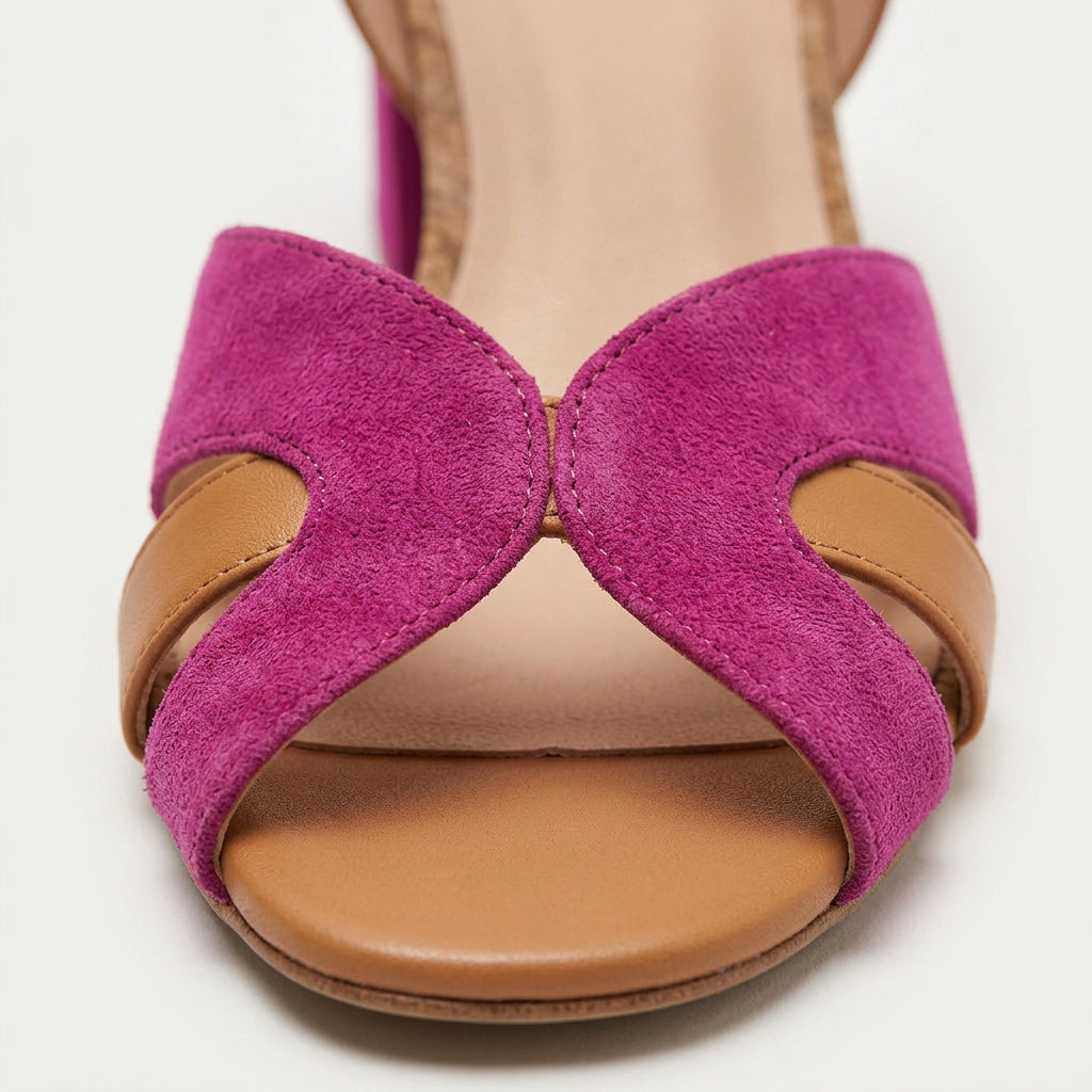 Sandales Talon Femme Color Block Bride Cheville