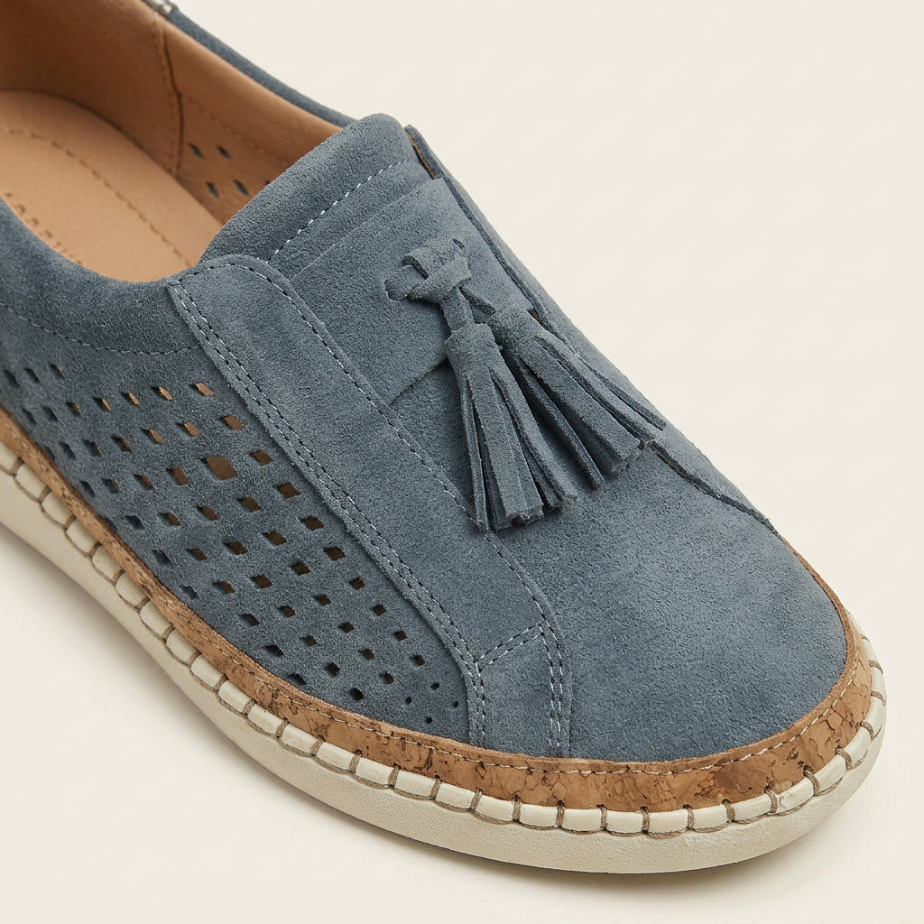 Mocassins Femme Pampilles Perforés Sans Lacets