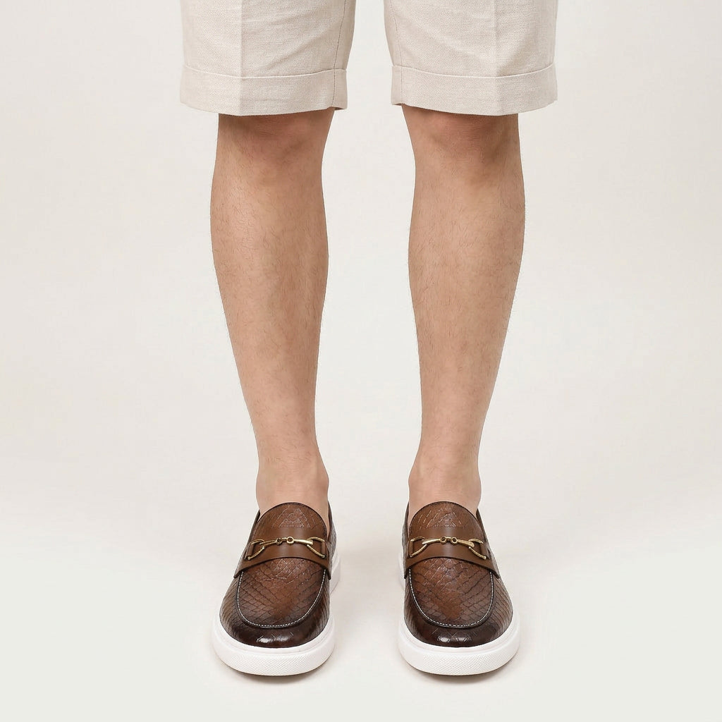 Mocassins Homme Effet Croco Détail Mors