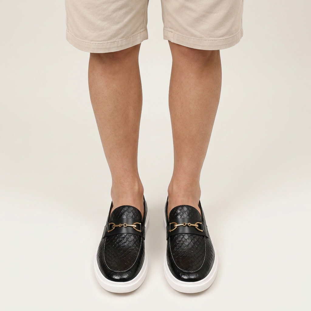 Mocassins Homme Effet Croco Détail Mors