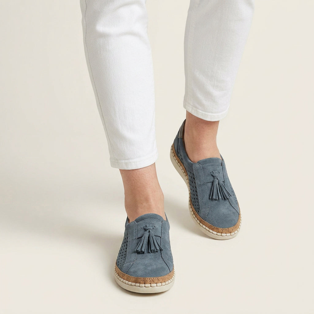 Mocassins Femme Pampilles Perforés Sans Lacets