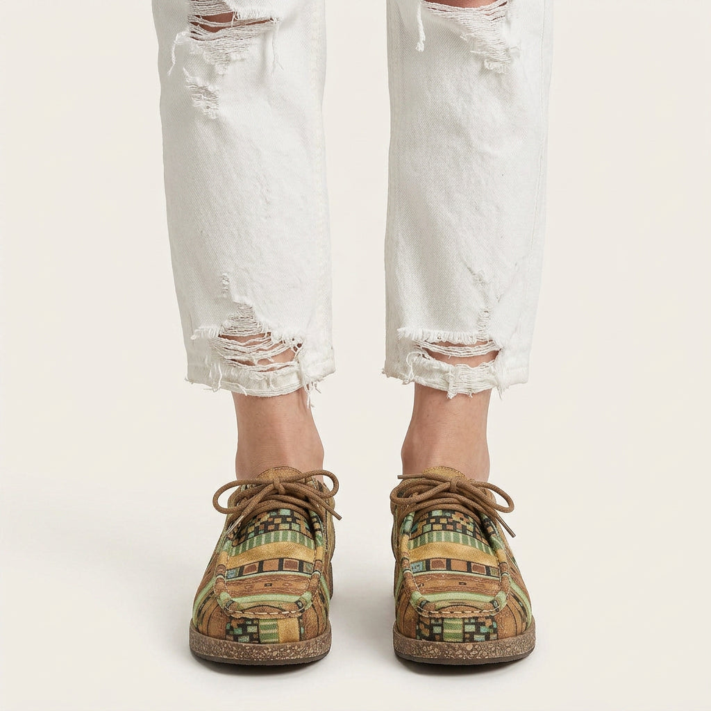Chaussures Femme Lacets Style Mocassin Motifs