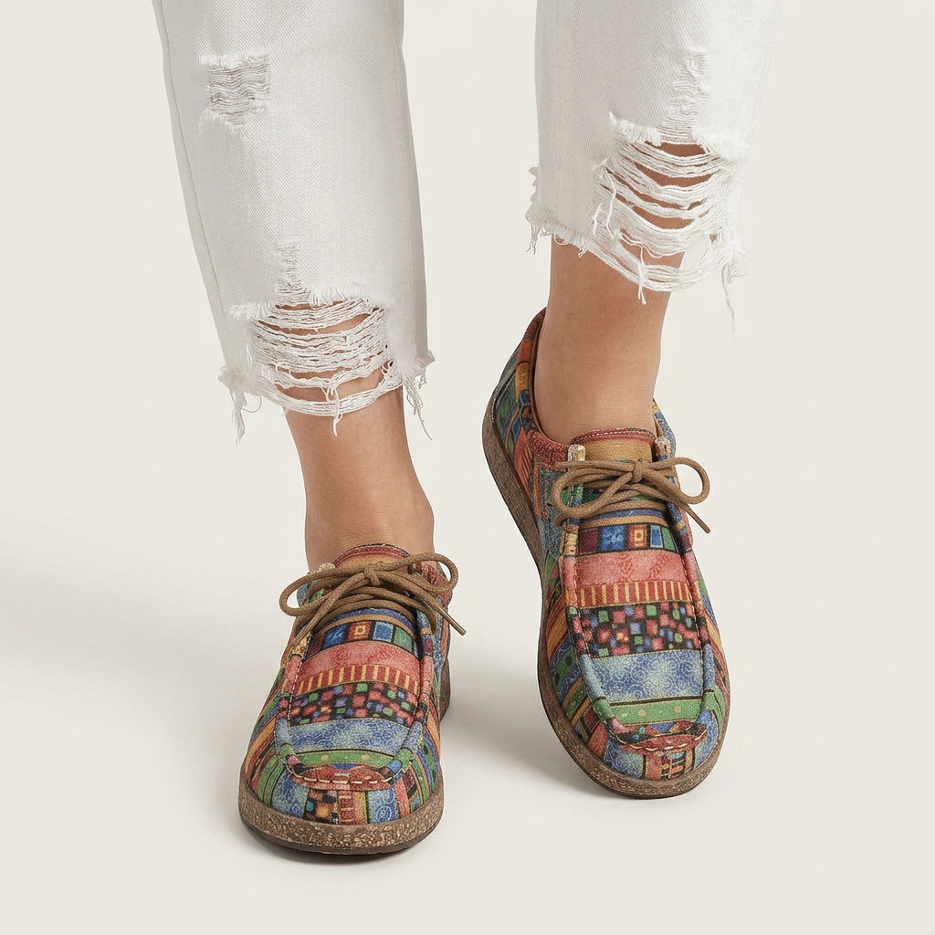 Chaussures Femme Lacets Style Mocassin Motifs