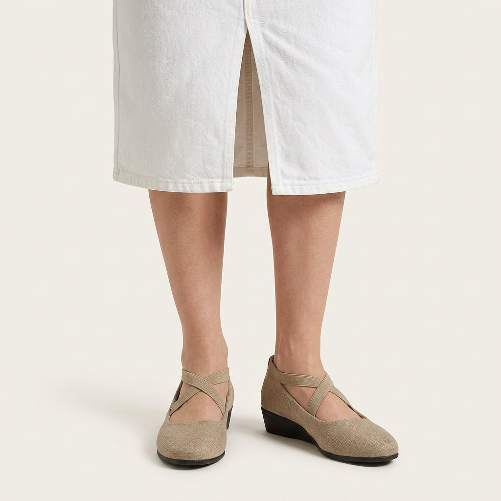 Chaussures Compensées Femme Brides Croisées Bout Arrondi