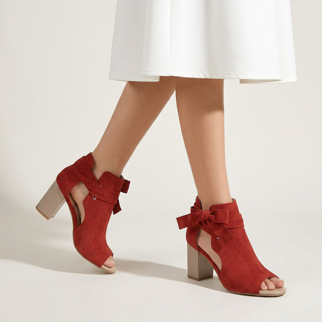 Sandales Femme Bout Ouvert Talon Bloc Noué