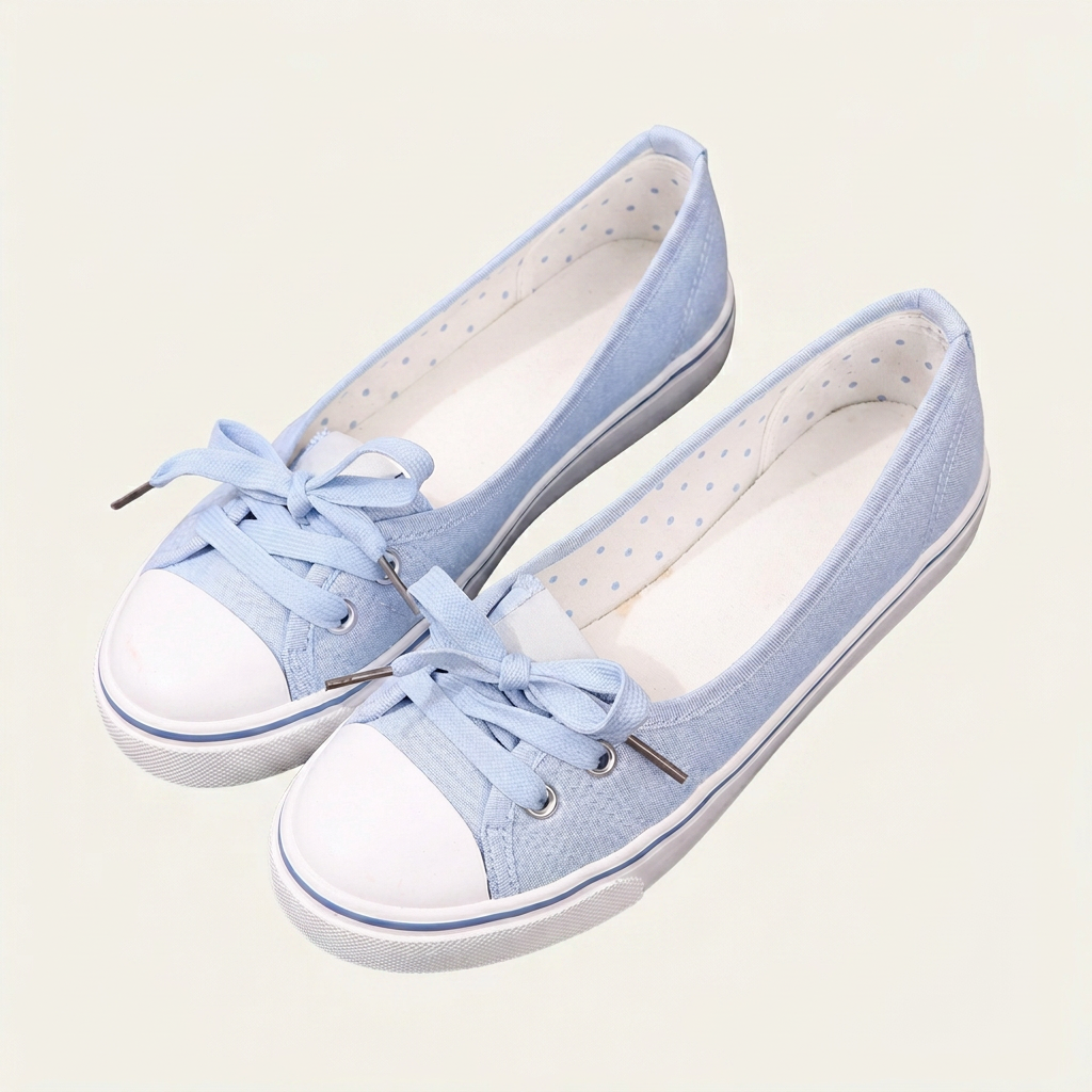 Baskets Ballerines Femme Toile À Lacets