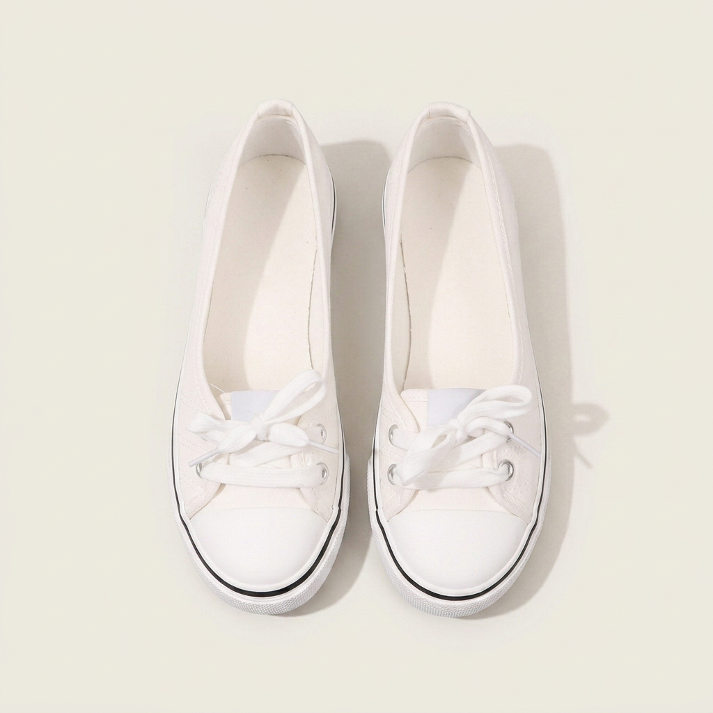 Baskets Ballerines Femme Toile À Lacets