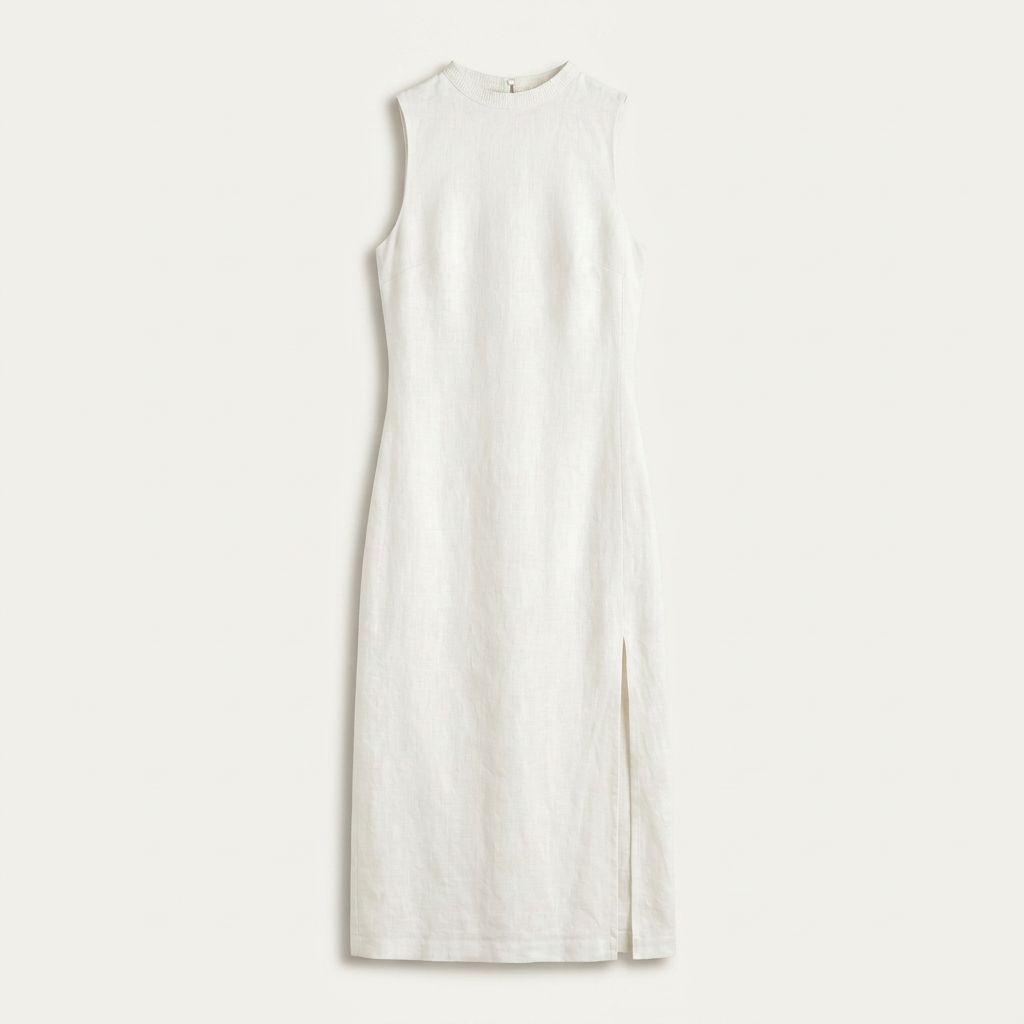 Robe Midi Sans Manches Femme Fente Latérale