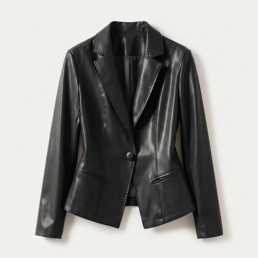 Blazer Femme Effet Cuir Cintré