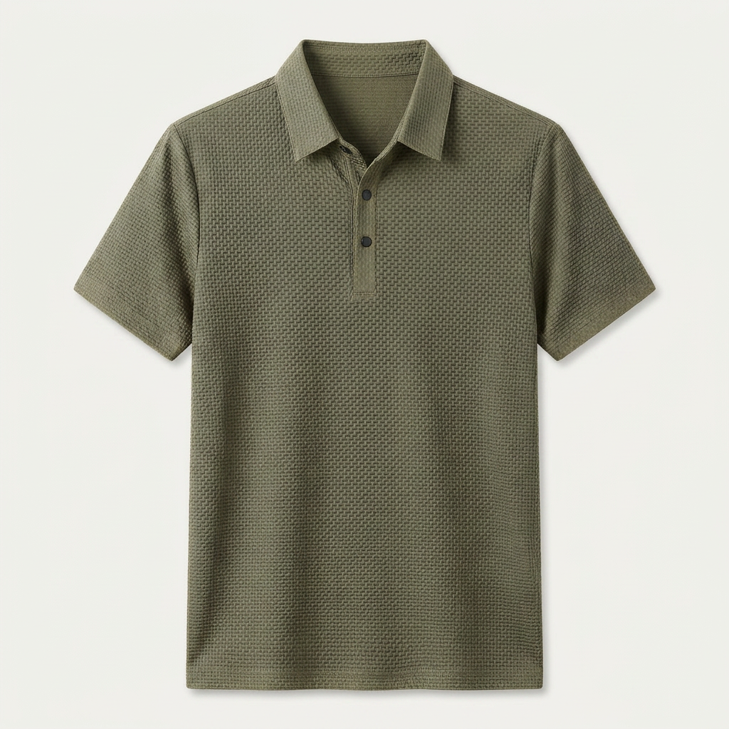 Polo Homme Texturé Manches Courtes Patte Boutonnée