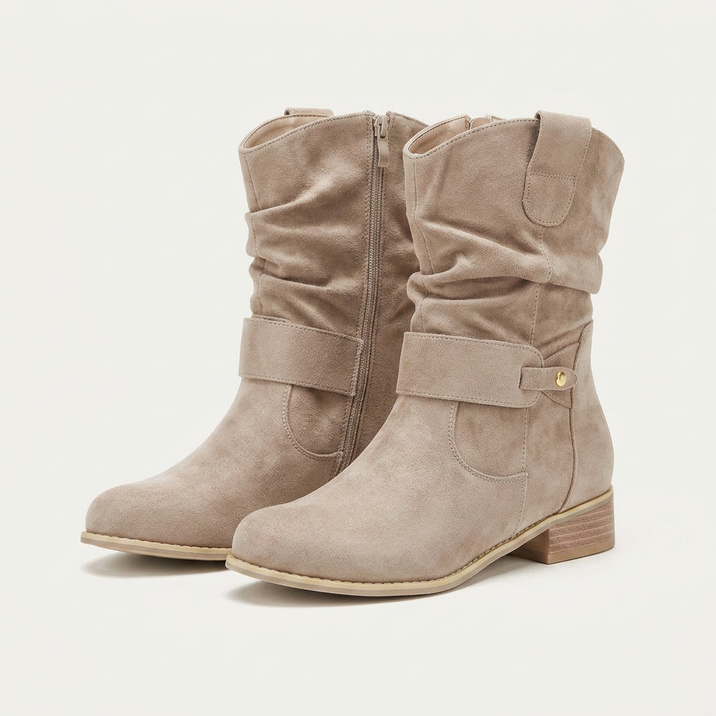 Bottines Femme Effet Daim à Talon Bas