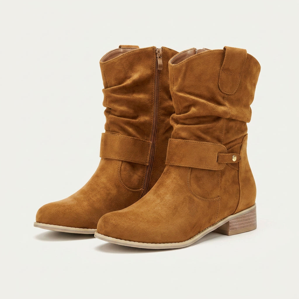 Bottines Femme Effet Daim à Talon Bas