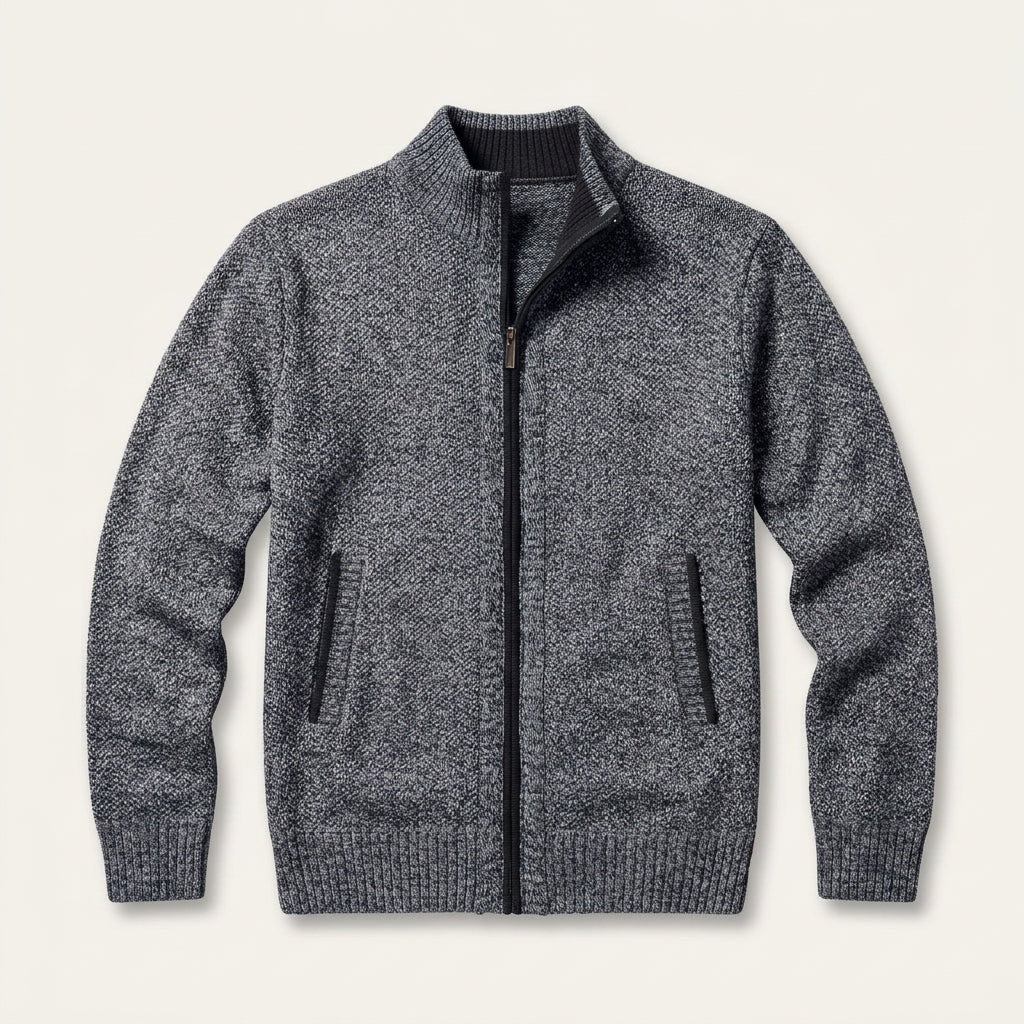 Gilet Homme Zippé en Maille Col Montant avec Poches